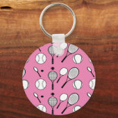 Tennis roze zwart wit sleutelhanger (Voorkant)