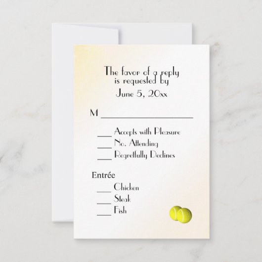 Tennis RSVP met menukeuze (Voorkant)