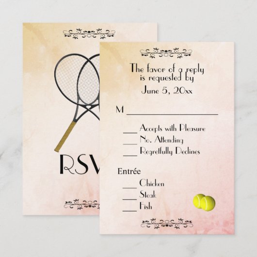 Tennis RSVP met menukeuze Kaartje (Voorkant / Achterkant)