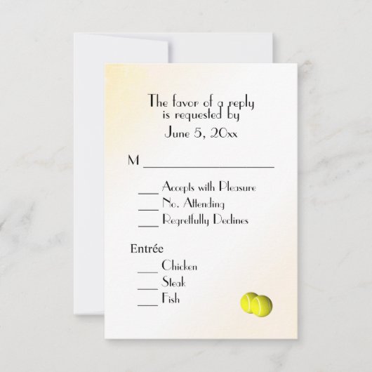 Tennis RSVP met menukeuze Kaartje (Voorkant)