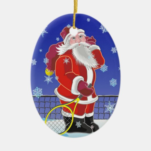 Tennis Santa, kerstboom, Keramisch Ornament (Voorkant)