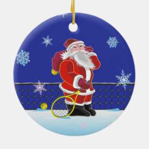 Tennis Santa, pretkerst Keramisch Ornament