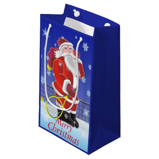 Tennis Santa, prettige kerst, Klein Cadeauzakje (Voorkant Gekanteld)