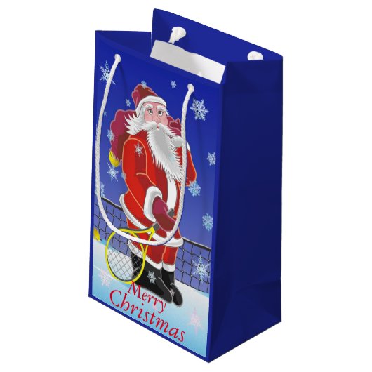 Tennis Santa, prettige kerst, Klein Cadeauzakje (Achterkant Gekanteld)