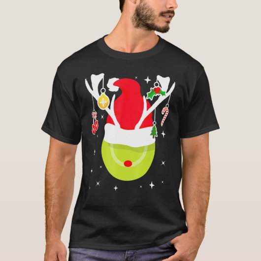 Tennis Santa Reindekerstbal T-shirt (Voorkant)