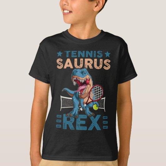Tennis Saurus T-Rex Funny Tennis Game Dinosaurs Lo T-shirt (Voorkant)