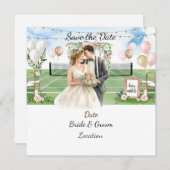 Tennis Save the date for Tennis Player bruiloft (Voorkant / Achterkant)