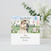 Tennis Save the date for Tennis Player bruiloft (Staand voorkant)