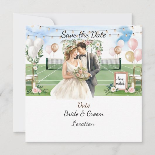 Tennis Save the date for Tennis Player bruiloft (Voorkant)