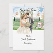 Tennis Save the date for Tennis Player bruiloft Kaart (Voorkant)