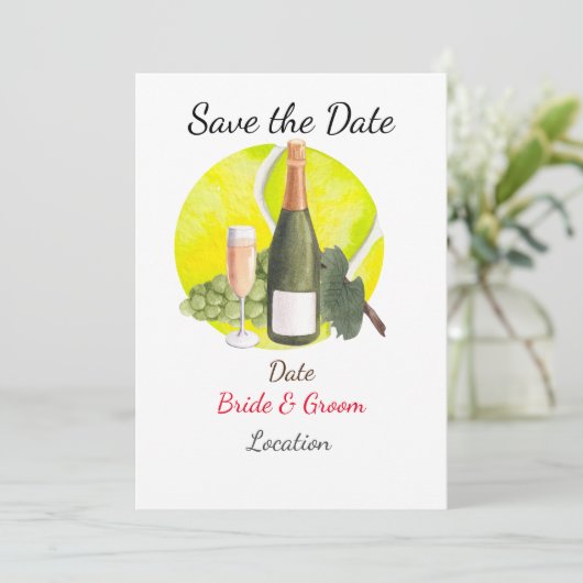 Tennis Save the date for Tennis Player bruiloft Kaart (Staand voorkant)