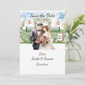 Tennis Save the date for Tennis Player bruiloft Kaart (Staand voorkant)