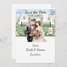Tennis Save the date for Tennis Player bruiloft Kaart