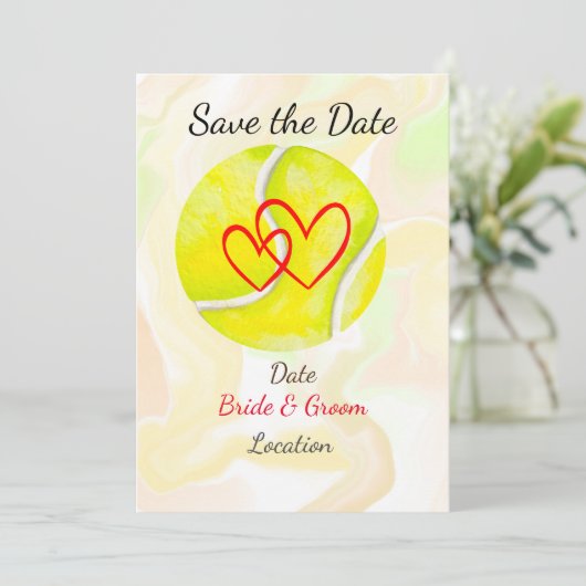 Tennis Save the date for Tennis Player bruiloft Kaart (Staand voorkant)