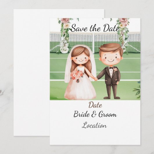 Tennis Save the date for Tennis Player bruiloft Kaart (Voorkant / Achterkant)