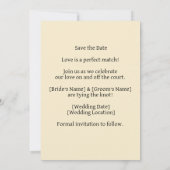 Tennis Save the date for Tennis Player wedding Kaart (Achterkant)