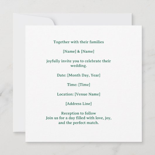 Tennis Save the date Invitation for Wedding (Achterkant)