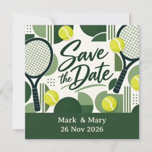 Tennis Save the Date Racket en Bal Design