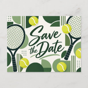Tennis Save the Date Racket en Bal Design Briefkaart