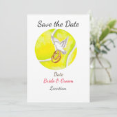 Tennis Save the date Tennis Player bruiloft Kaart (Staand voorkant)
