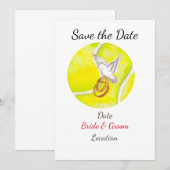 Tennis Save the date Tennis Player bruiloft Kaart (Voorkant / Achterkant)