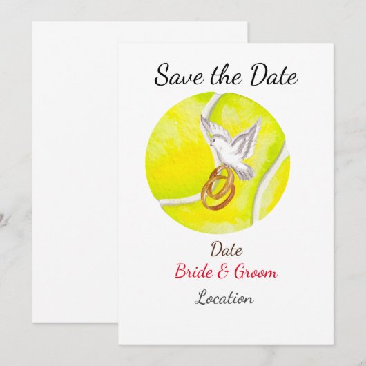 Tennis Save the date Tennis Player bruiloft Kaart (Voorkant / Achterkant)