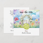 Tennis Save the date Trouwfeest Uitnodiging (Voorkant / Achterkant)