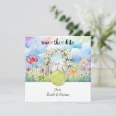 Tennis Save the date Trouwfeest Uitnodiging (Staand voorkant)