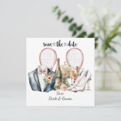 Tennis Save the date Trouwfeest Uitnodiging (Staand voorkant)