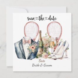 Tennis Save the date Trouwfeest Uitnodiging