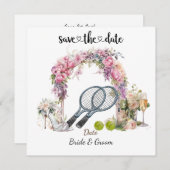 Tennis Save the date Trouwfeest Uitnodiging (Voorkant / Achterkant)