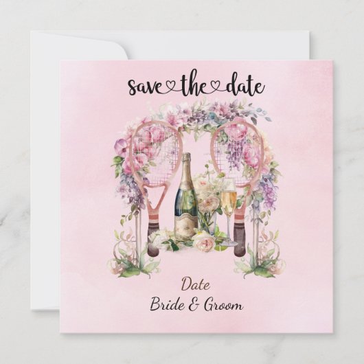 Tennis Save the date Trouwfeest Uitnodiging (Voorkant)