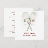 Tennis "Save the date" uitnodiging voor de bruilof (Voorkant / Achterkant)