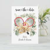 Tennis Save the date Uitnodiging voor het huwelijk (Staand voorkant)