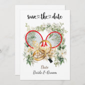Tennis Save the date Uitnodiging voor het huwelijk (Voorkant / Achterkant)