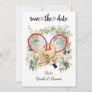 Tennis Save the date Uitnodiging voor het huwelijk