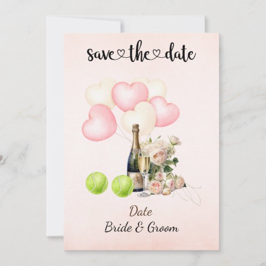 Tennis Save the date Uitnodiging voor het huwelijk (Voorkant)