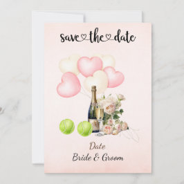 Tennis Save the date Uitnodiging voor het huwelijk