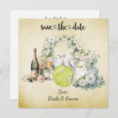Tennis Save the date Uitnodiging voor het huwelijk (Voorkant / Achterkant)