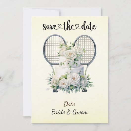 Tennis Save the date Uitnodiging voor het huwelijk (Voorkant)