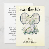 Tennis Save the date Uitnodiging voor het huwelijk (Voorkant / Achterkant)