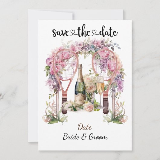 Tennis Save the date Uitnodiging voor het huwelijk (Voorkant)