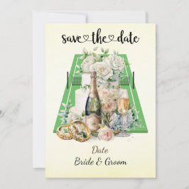 Tennis Save the date Uitnodiging voor het huwelijk