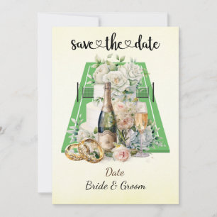 Tennis Save the date Uitnodiging voor het huwelijk