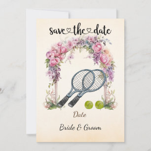 Tennis Save the date Uitnodiging voor het huwelijk
