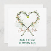 Tennis Save the date Uitnodiging voor Huwelijk (Voorkant / Achterkant)