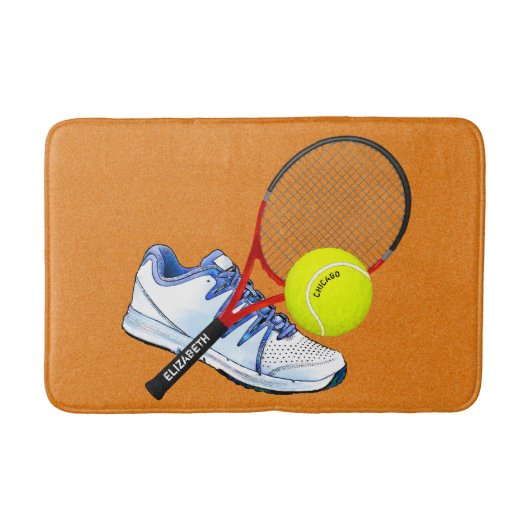 Tennis-schoenknop en -rack met aangepaste tekst badmat (Voorkant)