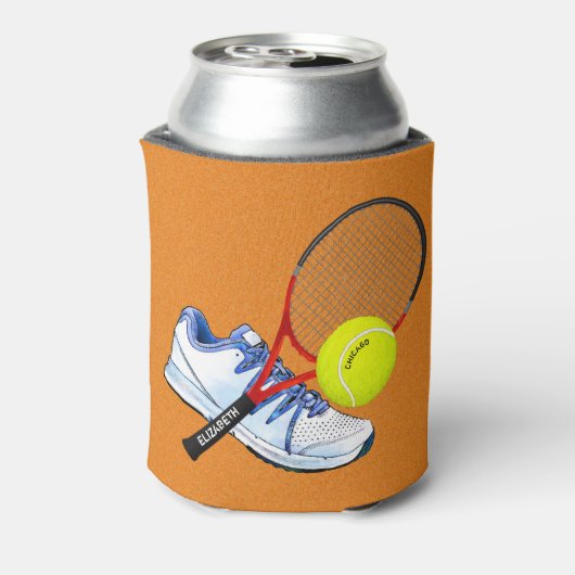 Tennis-schoenknop en -rack met aangepaste tekst blikjeskoeler (Blikje Achterkant)