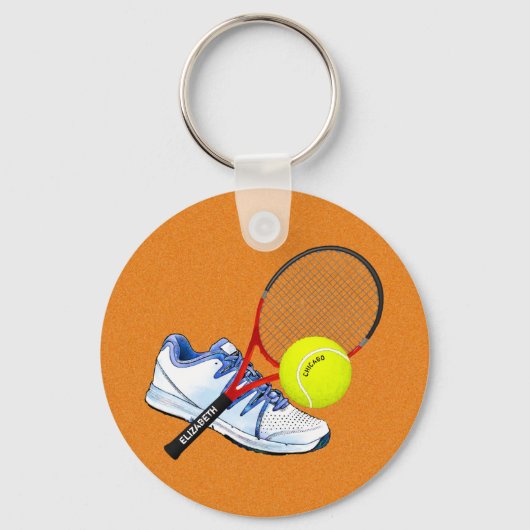Tennis-schoenknop en -rack met aangepaste tekst sleutelhanger (Voorkant)