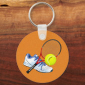 Tennis-schoenknop en -rack met aangepaste tekst sleutelhanger (Voorkant)